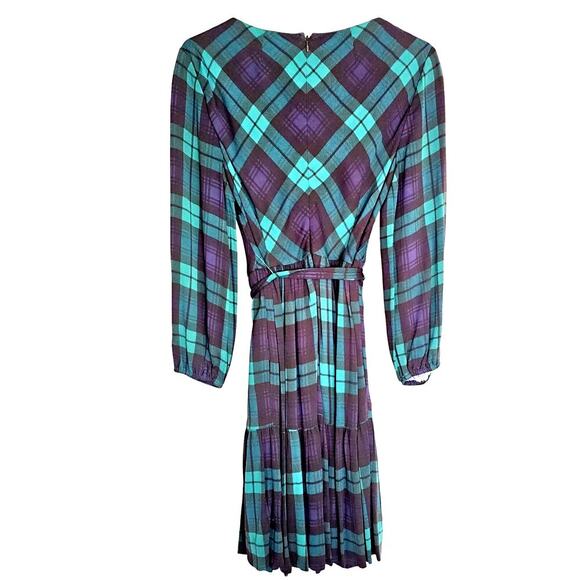 J. Crew Tartan Plaid Mini Dress 6 Preppy Green Party Flirty Classic Viscose Belt - Picture 9 of 9